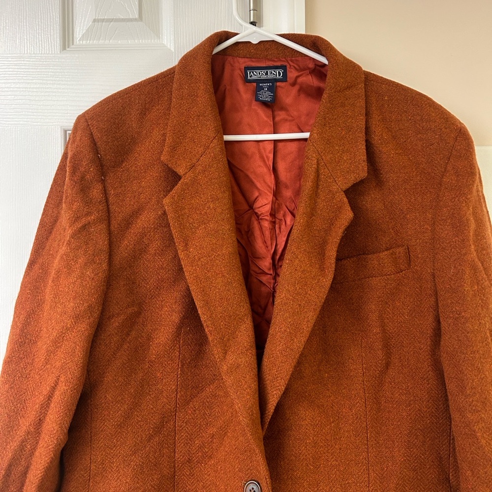 Vintage Lands’ End Women’s Blazer Wool Blend 18 Tall - Picture 2 of 6